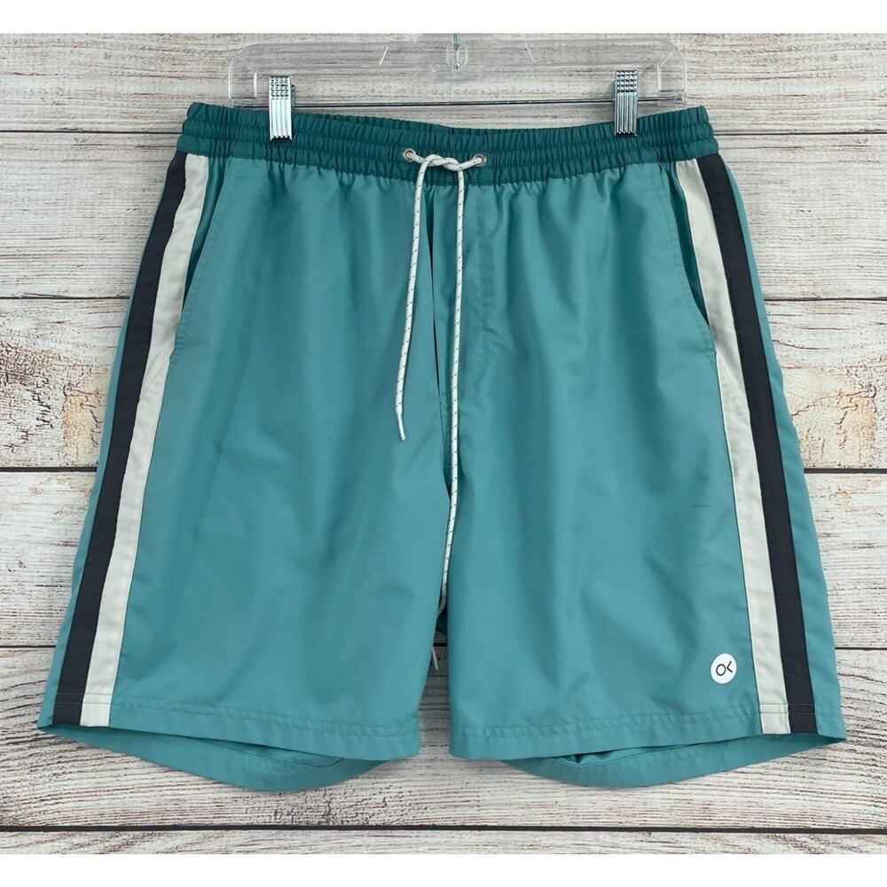 Outerknown Nomadic 7" Volley Shorts Men's Size‎ XL Blue/White/Gray Striped
